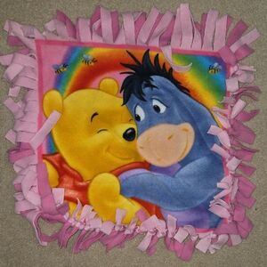 Pink and Multicolor Fleece Pillow Cover